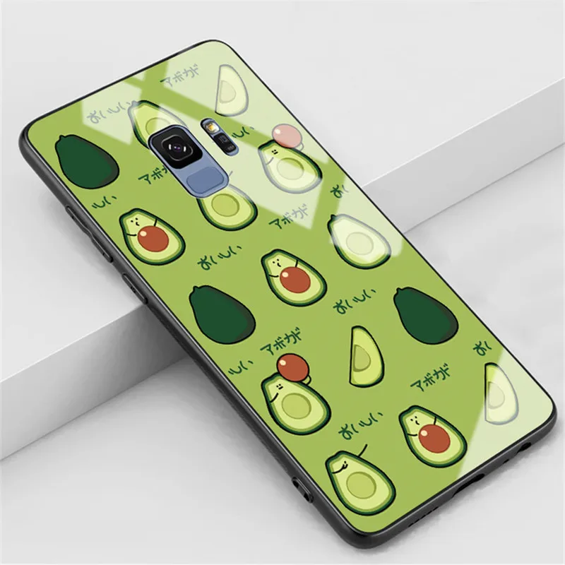 BONVAN чехол из закаленного стекла для samsung Galaxy A6 A8 Plus, твердый чехол с рисунком для samsung J4 J6 Plus, чехол с авокадо