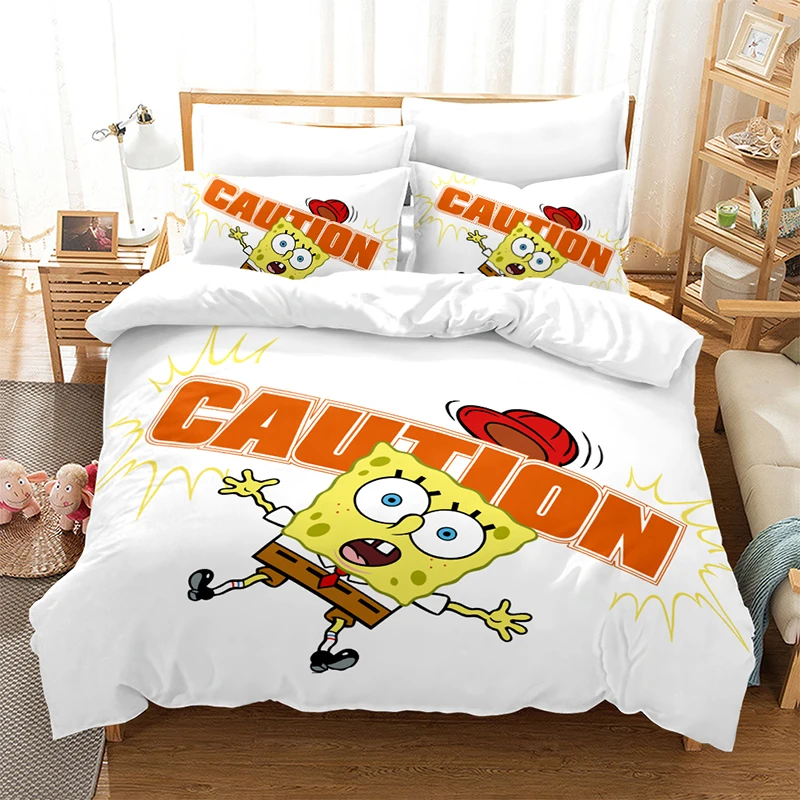 SpongeBob Bedding Set 3D Print Cartoon anima SpongeBob Duvet Cover Set Comforter Set for Kids AU/EU/US Size Set Child Bed Set