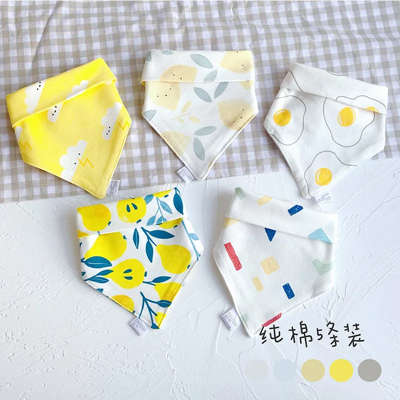 Ins Korean New Baby Triangle Scarf Baby Saliva Towel Fashion 5Pcs Set Pack Cotton Soft Bib Children Stuff 2020