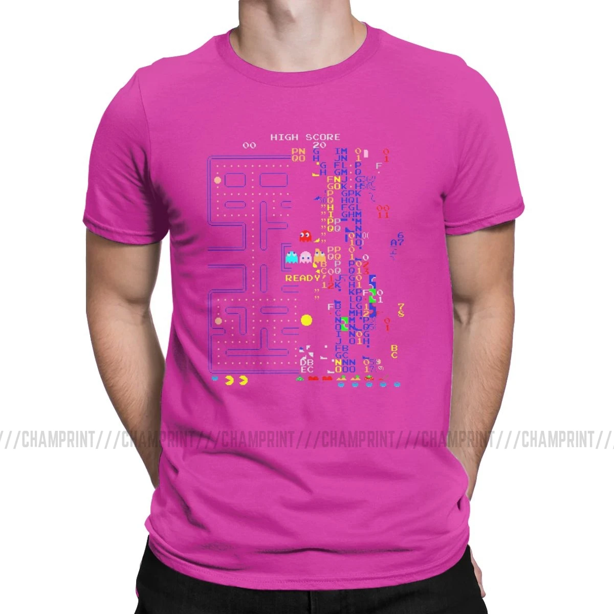 Pac Man Kill Skreen футболки мужские новинка футболка Pacman Pakkuman Ретро 80s аркадная игровая футболка с графическим принтом - Цвет: Фуксия