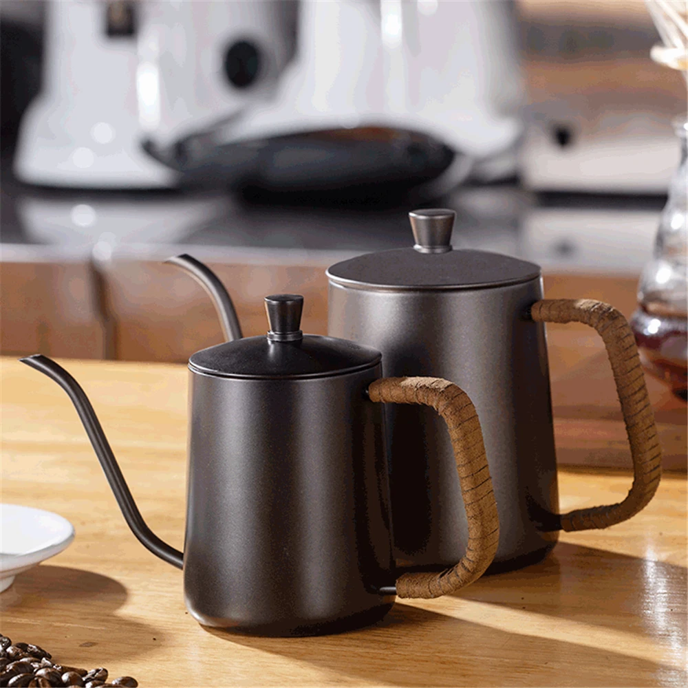 

350/600ML Drip Kettle Coffee Tea Pot Non-Stick Food Grade Stainless Steel Gooseneck Coffee Kettle With Swan Neck Thin Mouth