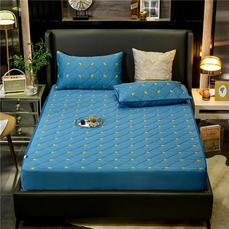Водонепроницаемый стеганый наматрасник чистый цвет моющаяся шелковая ткань