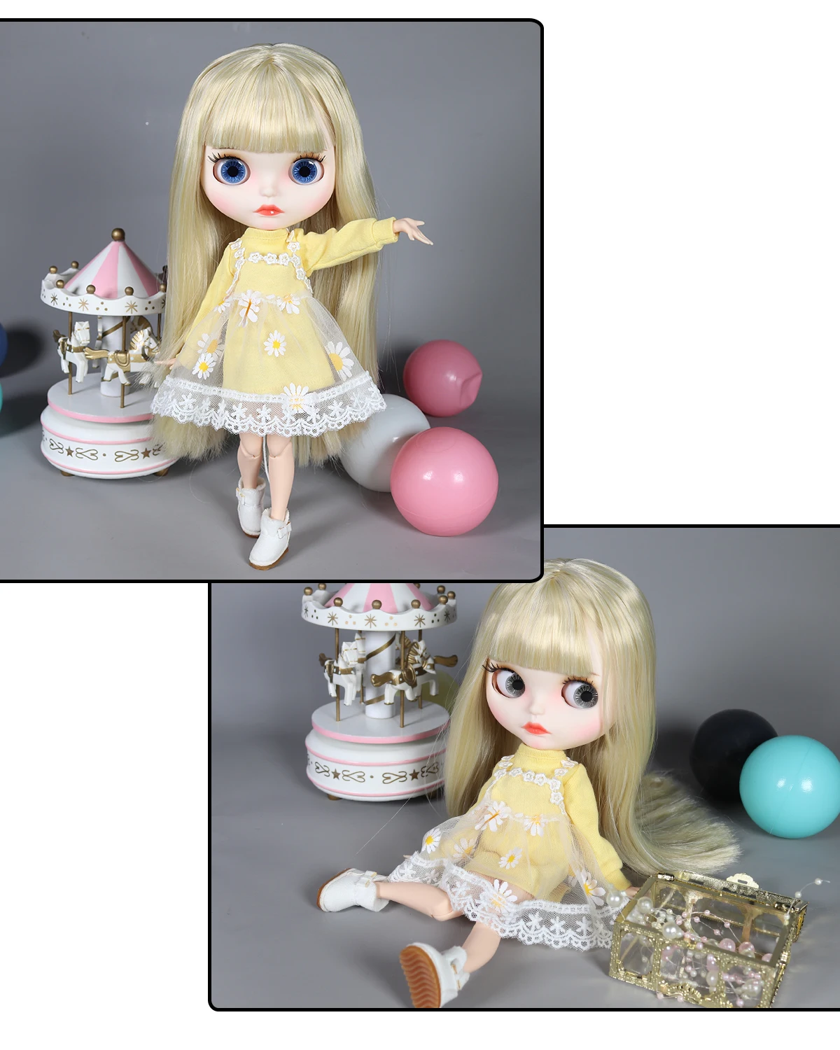 Georgiana – Premium Custom Neo Blythe Doll with Blonde Hair, White Skin & Matte Cute Face 1
