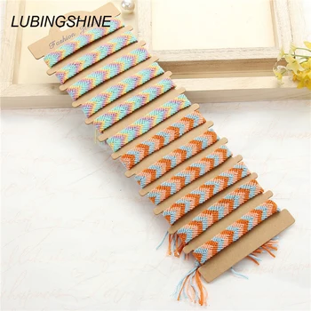 

12pcs/lot Ethnic Colorful Cotton Rope Braided Bracelets Women Men Handmade Adjustable Weave String Wide Chain Bracelet Jewelry