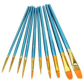 

10pcs Artist Brush Set Acrylic Watercolor Round pointed tip nylon hair