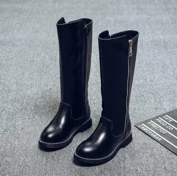 

Kids Casual Shoes 2020 Autumn Winter Children Fashion High Snow Boots Brand Black Shoes Girls Genuine Leather Martin Boots