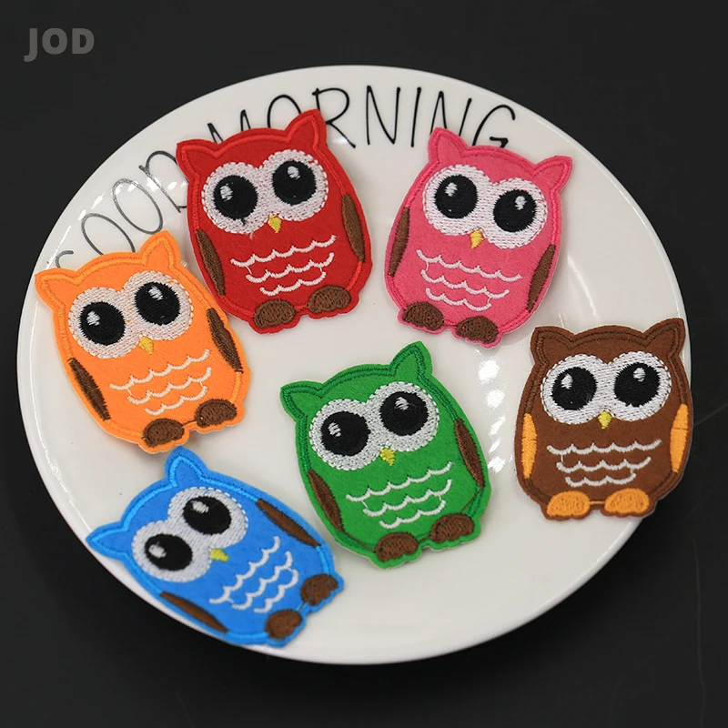 

Colored Bird Owl Iron on Stripes Embroidered Patches for Clothing Patch Badges Transfers Applique Thermal Stickers on Clothes