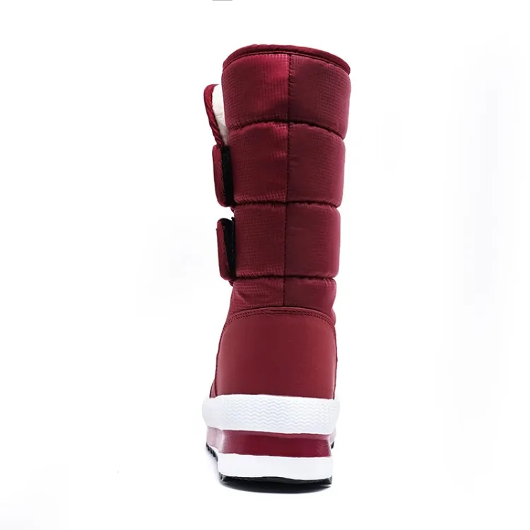Женские зимние шикарные Теплые Зимние ботильоны на меху с подкладкой; обувь без застежки; большие размеры; 2 цвета; цвет черный, винный, красный; консервативный дизайн; A1638
