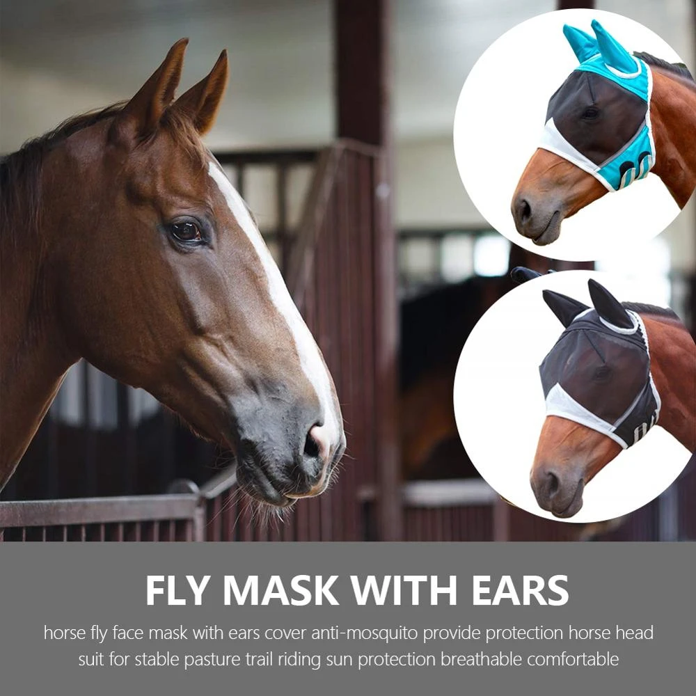 Horse Fly Mask With Ear Bob Eye Blue Pink Black Color Elastic 83 125cm Adjustable Anti Mosquito Nose Uv Mosquitoes Sun Protect Horse Care Products Aliexpress