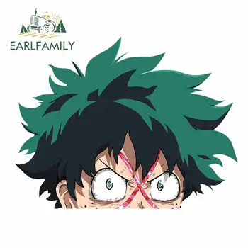 

EARLFAMILY 13cm x 10.3cm for My Hero Academia Midoriya Izuku Peeker Car Stickers Vinyl Bumper Window Anime Decal for Vehicle