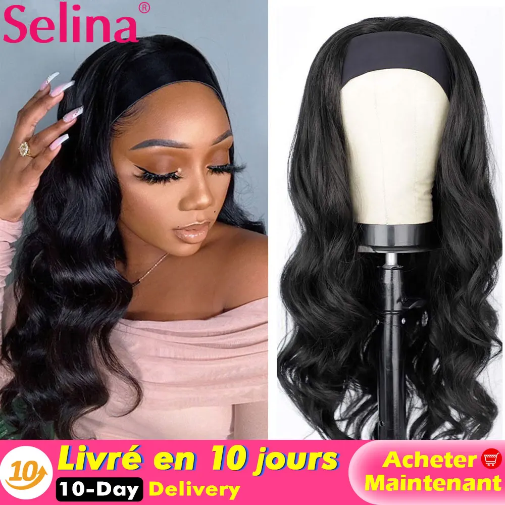 Peluca de cabello sintético para mujer, diadema con ondas, sin pegamento, con diadema, fibra resistente al calor, Cosplay diario, Lolita, 30 pulgadas