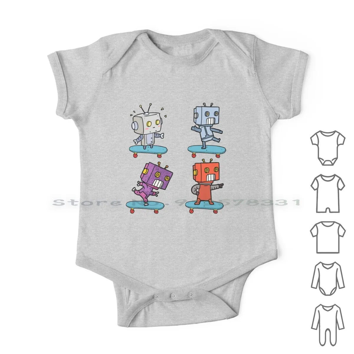 Robot Skater Neonato Vestiti Pagliaccetti Tute Di Cotone Skater Robot Pattinaggio Robot Carino Robot Skater Robot Su Skateboard