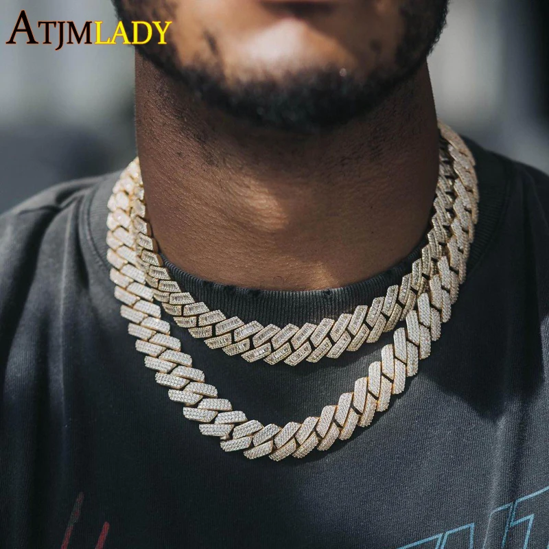 アクセサリー glitter 19mm iced out chain 60cm 2024 Women Mens Iced Out Big Heavy Chunky 19mm Cuban