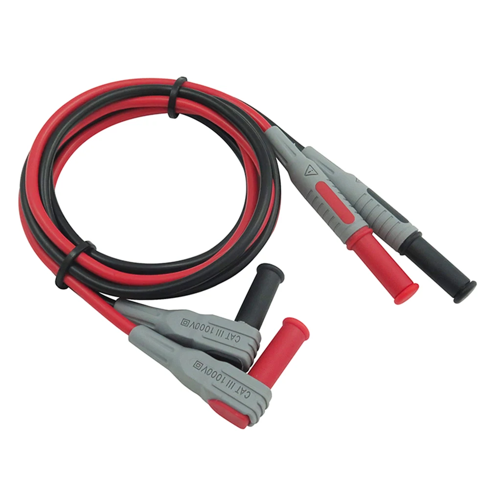 2Pieces 90 Degree Dual  4mm Banana Plug Male Jack Silicone Test Cable M/M 1M