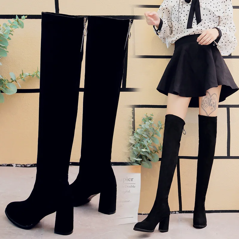 

Women Winter Boots Women's Knee Boots Boots Suede Boots Platform 2019 Overknee Boots Woman High Winter Sexy Shoes Knight Boots