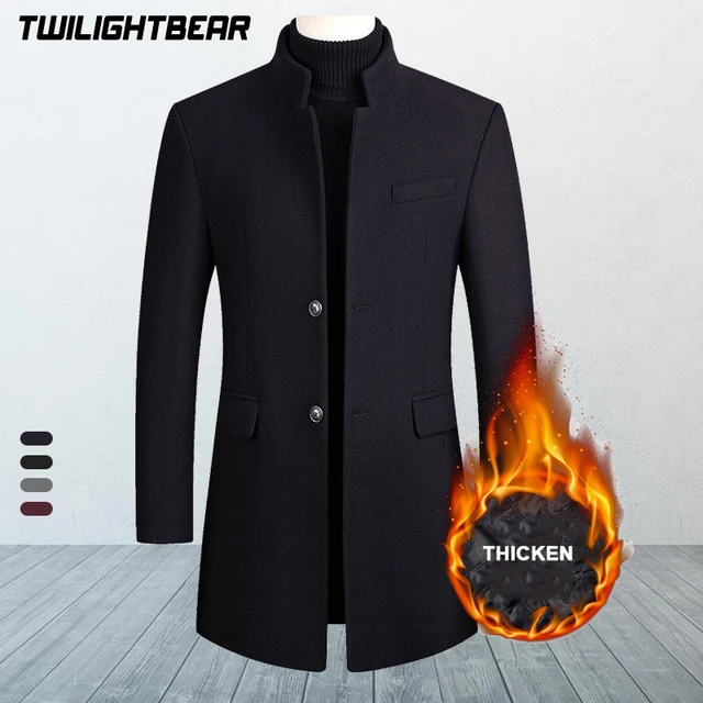 Куртка мужская шерстяная однотонная, утепленная деловая, из смесовой шерсти, верхняя одежда, AF2811, зима 1