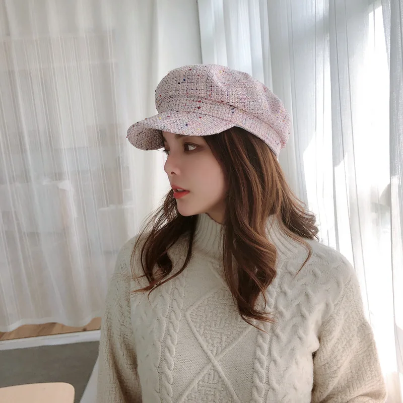 YOYOCORN Autumn and winter new duck tongue octagonal military cap ladies breathable Korean version of the wild England hat