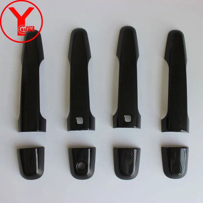 Хромированные дверные ручки для MITSUBISHI Montero sport PAJERO SPORT SHOGUN l200 Triton ABS автомобильные аксессуары YCSUNZ - Цвет: carbon fiber 2 holes