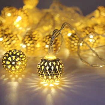 

220V Moroccan Globe String light Globe Indoor String Light with 8 Modes 6M 40 Balls for Xmas Wedding Party Festival Decoration