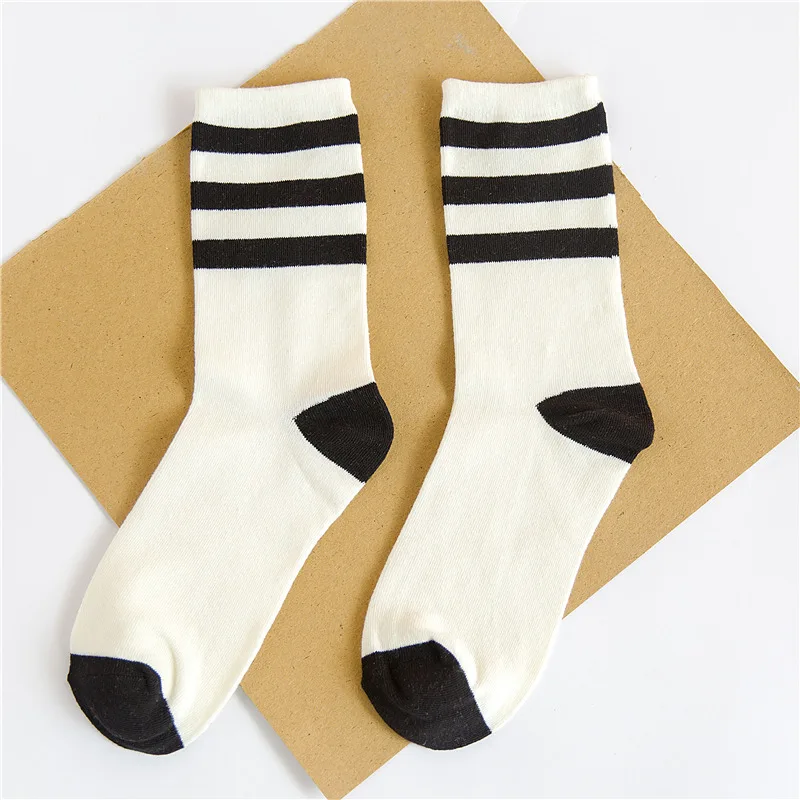 Забавные мужские носки Harajuku в полоску со звездами, белые, черные носки-трубы, молодежные модные хипстер скейтборд для влюбленных, Прямая поставка - Цвет: White Stripe
