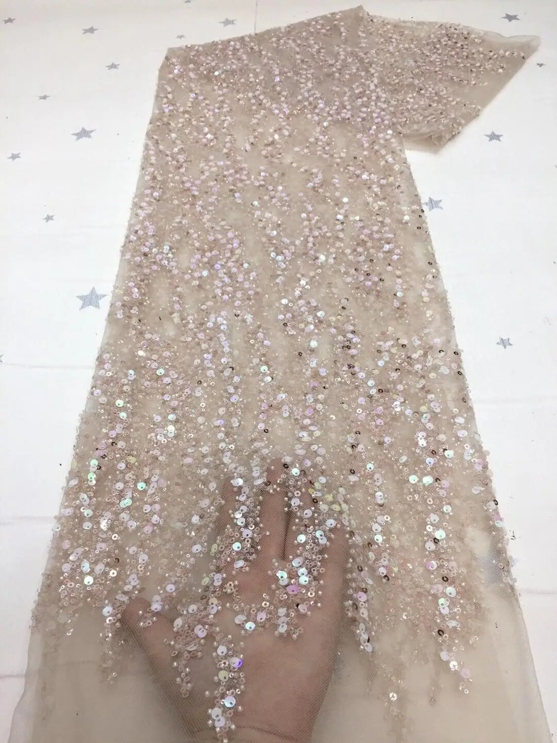 top selling beaded embroidery african tulle lace fabric SYJ-1098811 for wedding dress