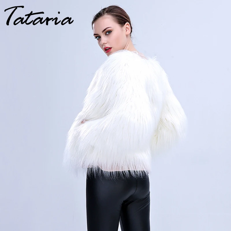 Tataria, S-6XL, для женщин, искусственный мех, светодиодный, легкое пальто, для женщин, плюс размер, рождественские костюмы, для женщин, зимние, теплые, праздничные, вечерние, Клубные пальто