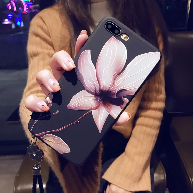 Чехол для Телефона iPhone SE 2020 цветок матовый Силиконовый мягкий чехол 6 6s 7 8 Plus X Xs Max