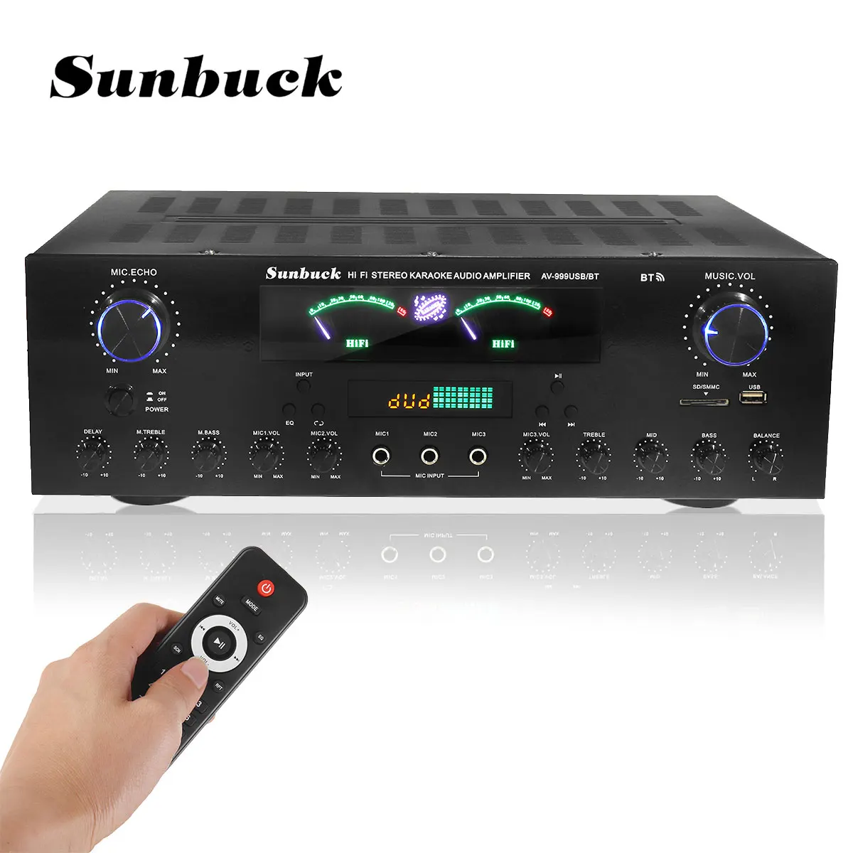 summing amplifier SUNBUCK 3000W bluetooth 7 Channel Audio Power Amplifier 110V 220V AV Amp Speaker with Remote Control Support FM USB SD Cards 3 channel amplifier