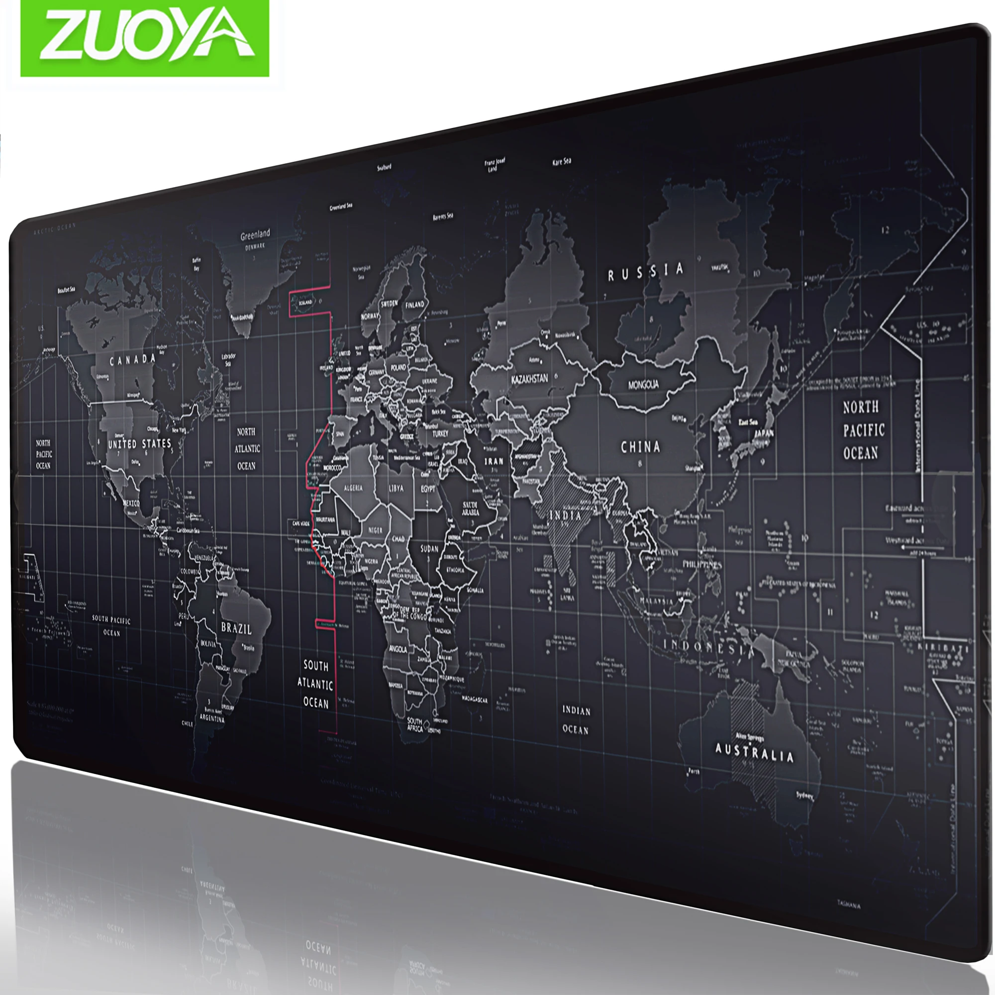 ZUOYA очень большой игровой коврик для мыши с картой мира блокирующим краем