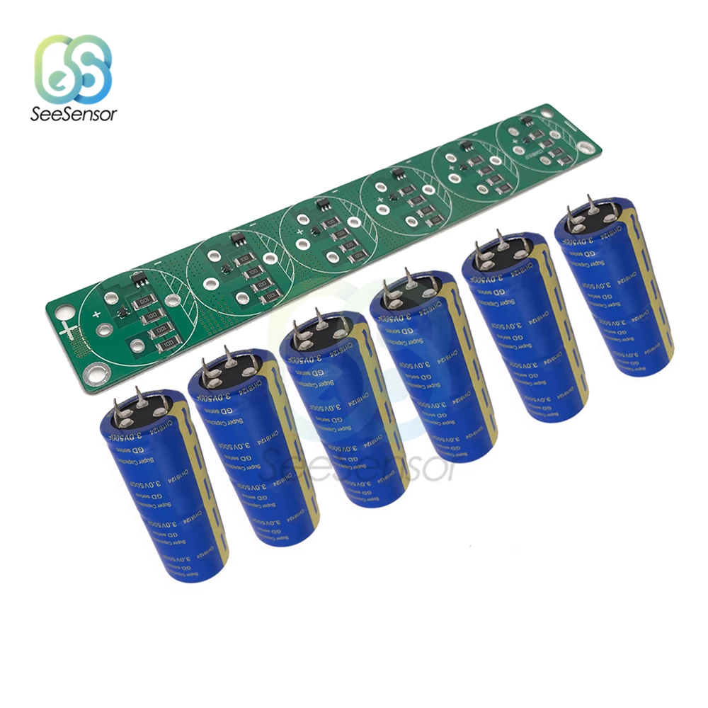 

6pcs/set Super Farad Capacitor 3V 500F 35*88mm Super Capacitors with Protection Board for Car Auto Power Supply