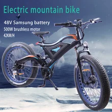 Рама из алюминиевого сплава, литиевая батарея, электрический велосипед, горный велосипед, электрический снегоход 1000 Вт, двигатель 48V11. 6AH, пляж