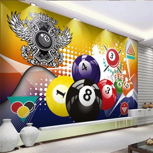 Custom Modern Billiards Billiard Club Industrial Decor Mural Wallpaper 3d  Billiard Set Background Wall Paper Wall Covering 3d - Wallpapers -  AliExpress