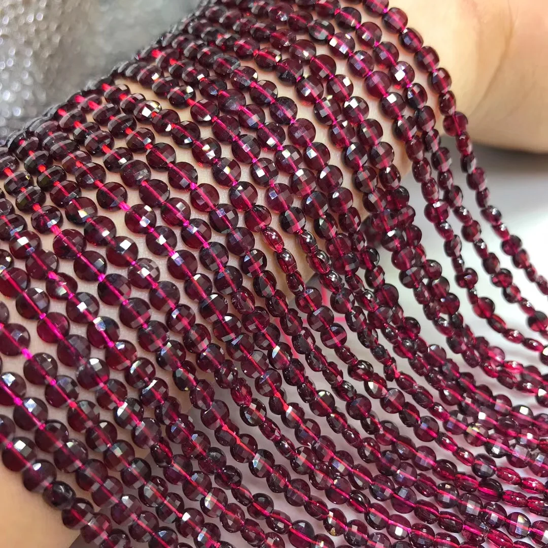 Natural Semi-precious Round Cake Loose Beads Garnet Beadwork Jewelry Making Production DIY Necklace Bracelet Accessories 4x3mm | Украшения