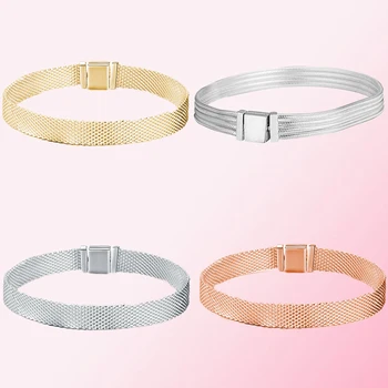 

2019 100% 925 Sterling Silver Classic REFLEXIONS Multi Snake Chain Bracelet Women's Charm Personality Jewelry Free Shipping