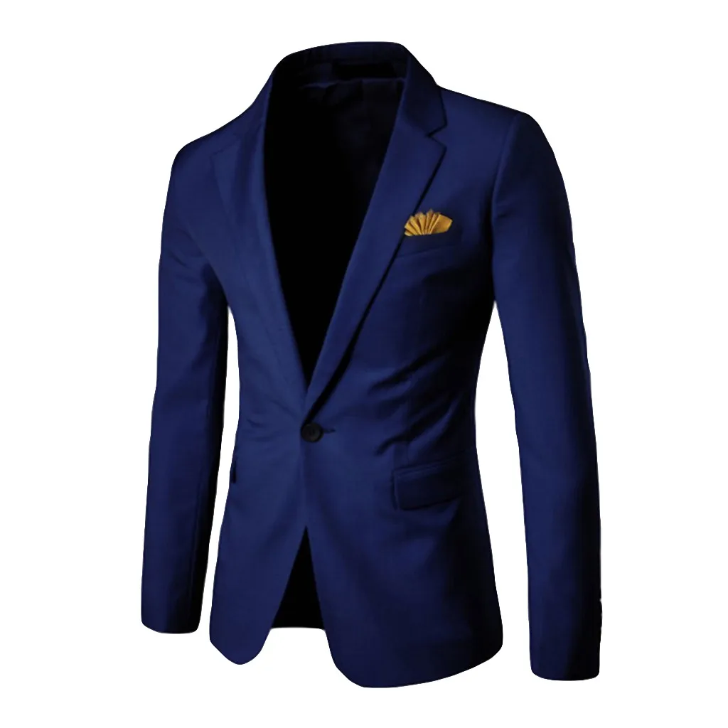 

Men Suit Jacket Stylish Pocket Solid Slim Fit Business Blazers Wedding Party Outwear Coat Suit Tops Plus Size blazer masculino