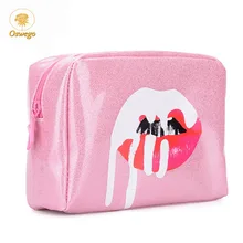 Мода г. Bling серебро губ искусственная кожа принадлежности мешок молнии чехол для хранения Портативный женщин путешествий косметичка kosmetikum Косметичка для косметики