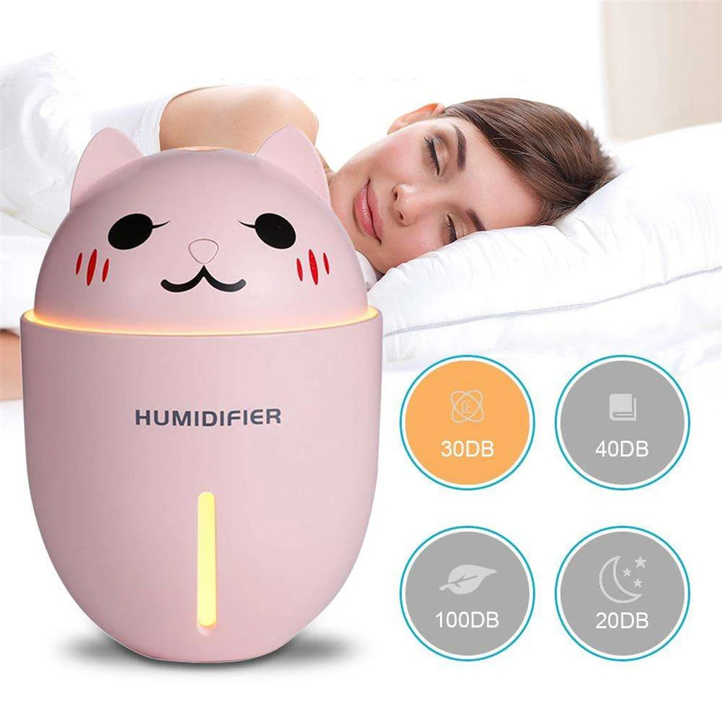 Portable 3 in 1 USB 320mL Air Humidifier+Cooling Fan+ Night light Lamp