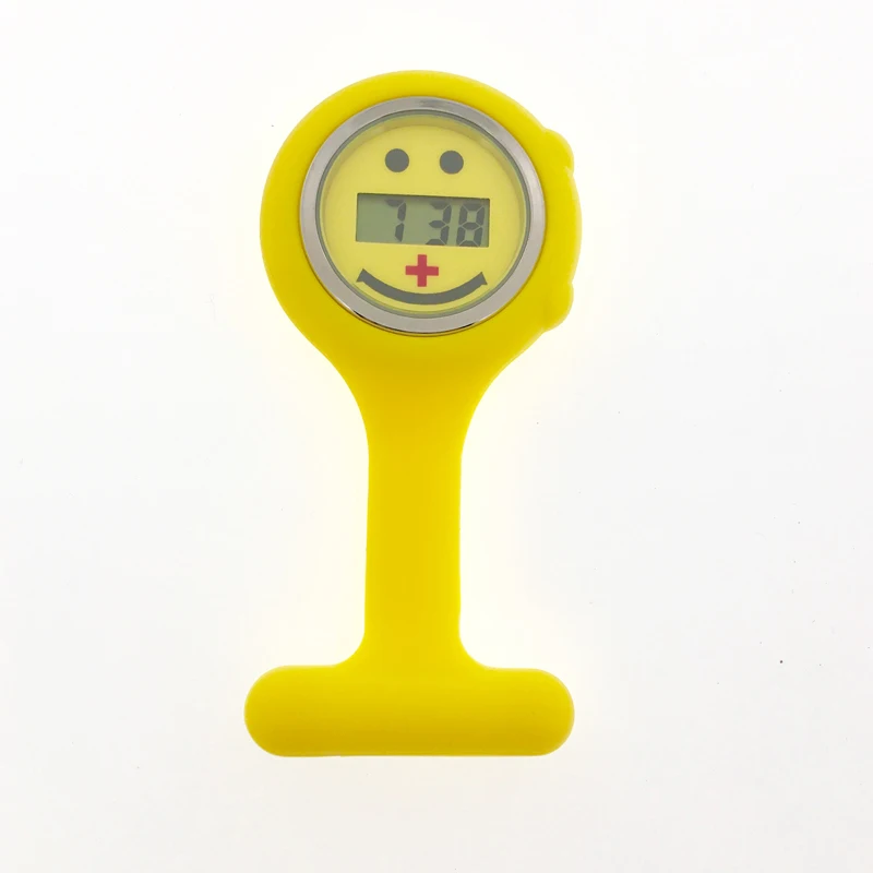 yellow Цифровые силиконовые часы медсестры, карманные часы, часы доктора медсестры, брошь с отворотом, медицинская улыбка, кварцевые часы с зажимом ALK - Цвет: yellow