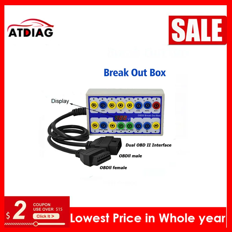 Авто автомобиль OBD OBD2 разбивается коробка Breakout Box OBDII протокол детектор Pin Out