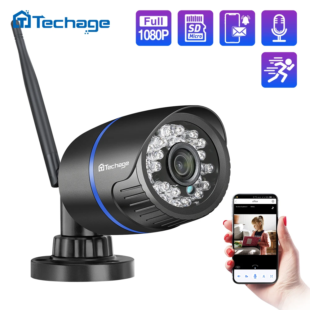 Techage 1080P Wireless Wifi IP Camera TF Card Audio Record 2MP IR Cut