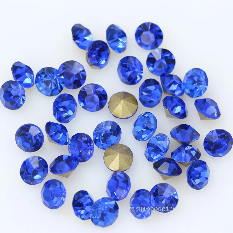 sapphire 288/36p ss32 круглый цвет с заостренным фольгированным дном Задняя стеклянная шатон СТРАЗА камень Чешский Кристалл Стразы под бриллиант ювелирных изделий - Цвет: sapphire