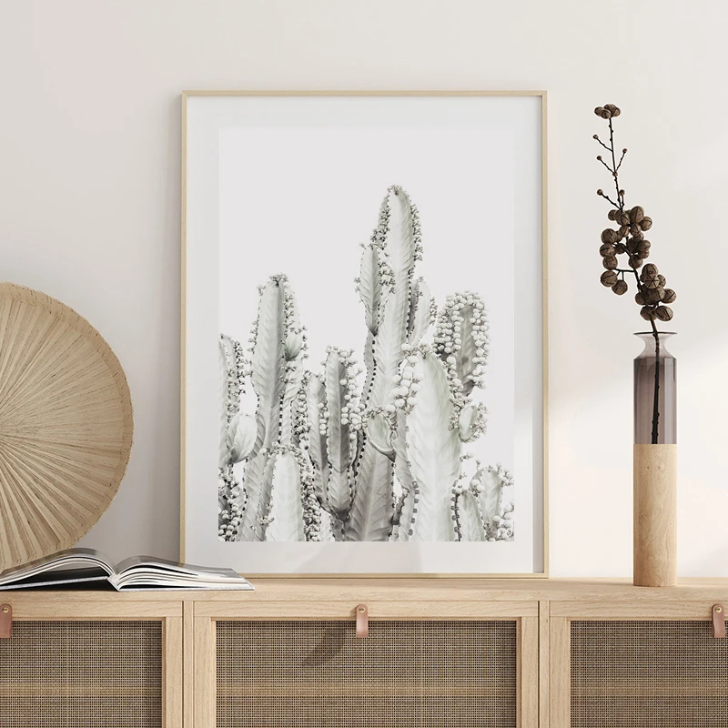 Pastel Cactus Canvas Art Poster Print Boho Home Wall Art Decor