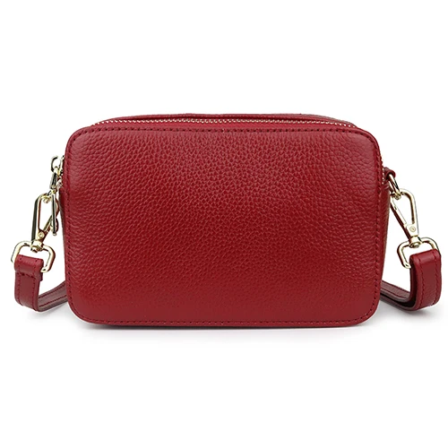 COMFORSKIN, высокое качество,, яловая кожа, сумка, двойная молния, отделение, сумки-мессенджеры, Брендовая женская сумка через плечо - Цвет: Wine Red