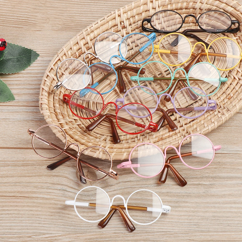 

Miniature Doll Eyewear Classic Retro Metal Round Frame Spectacles Doll Toy Mini Glasses for 12/18 Inch Dolls Colorful Eyeglass