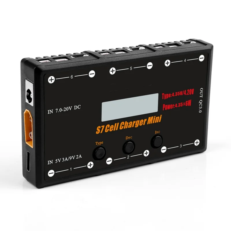 

High Quality Stable Battery Charger 6 Channel Colorful Screen 4.35W LiPO / LiHV Model Battery Accessories With Micro Carregador