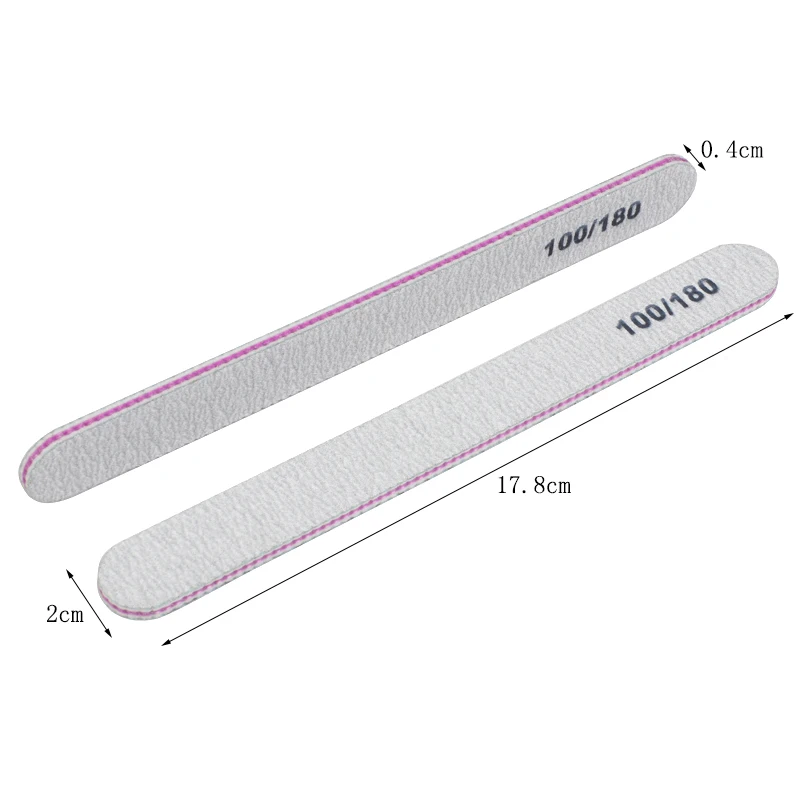 50 шт серые маникюрные пилки 100/180 прямая Шлифовальная Пилка Для ногтей буфера извести двухсторонняя наждачная бумага УФ гель полировщик педикюр инструмент для ногтей