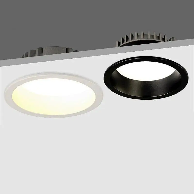디밍이 가능한 매입형 눈부심 방지 LED 다운라이트 9W/12W/15W/18W LED 천장 스포트라이트 AC85265V 배경 램프 실내 조명
