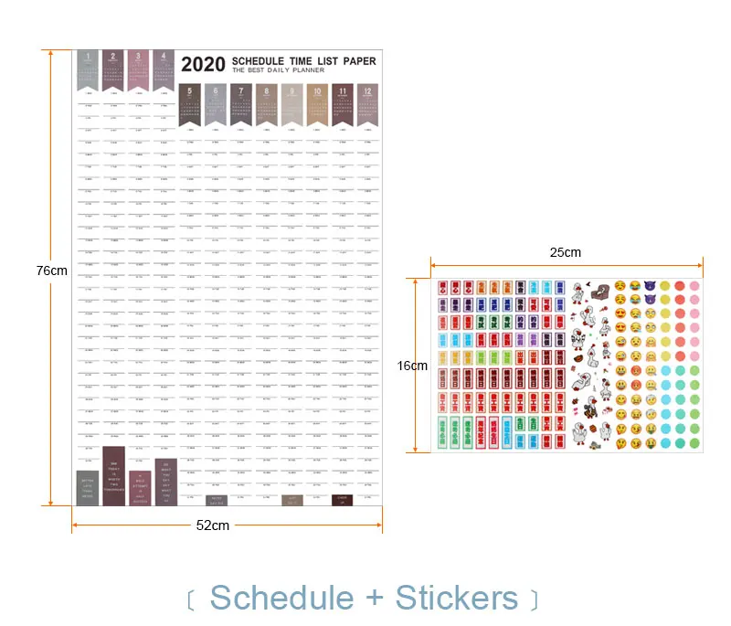 365 дней 1 шт agenda 2019 2020 настенный бумажный календарь ежедневный планировщик заметки очень большое обучение, чтобы сделать список kawaii