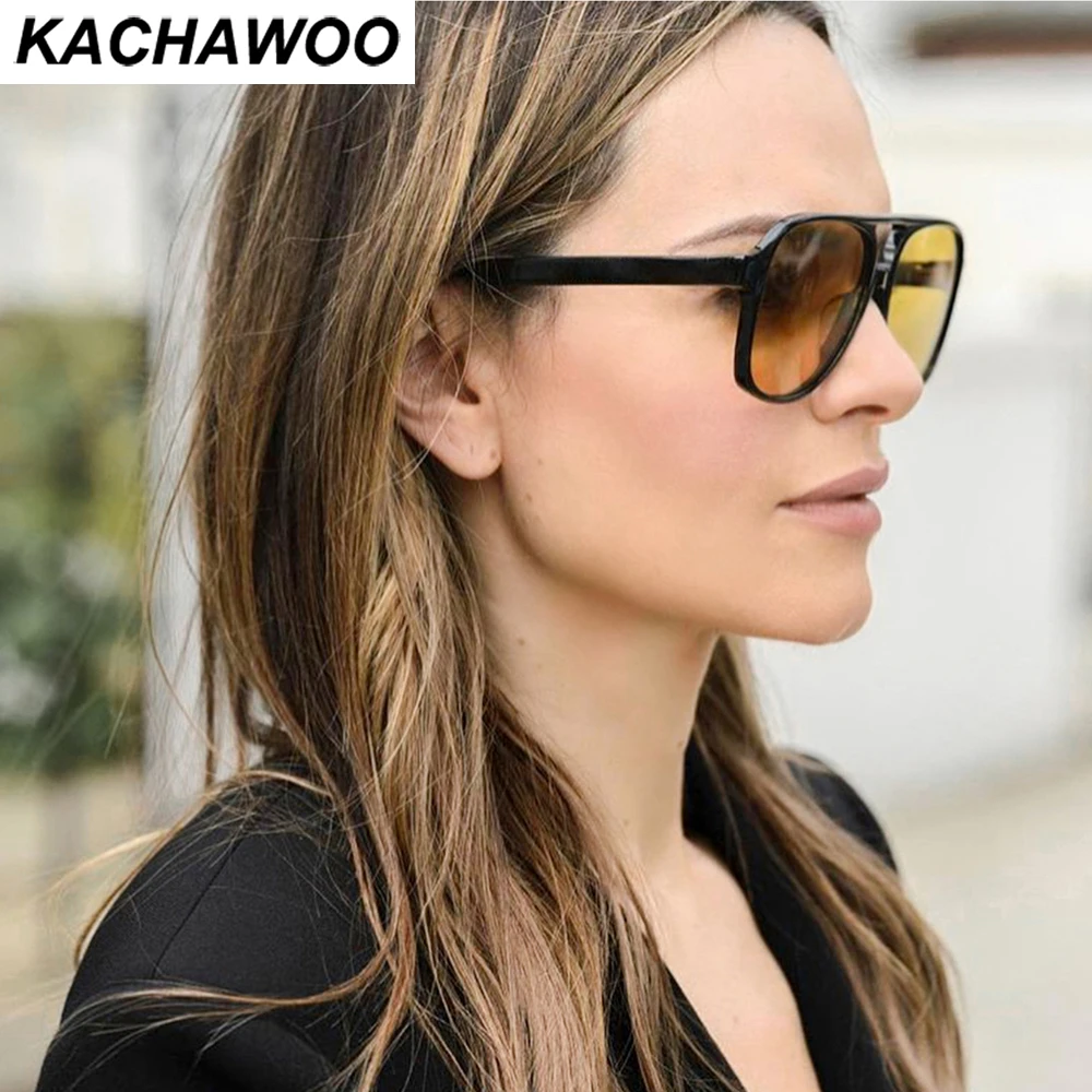 designer sunglasses for women Kachawoo big frame sunglasses women brown orange grey fashion sun glasses for men unisex uv400 summer shades drop-shipping square sunglasses