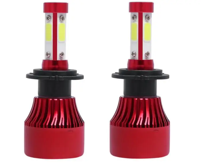 4Sides Red 4 стороны световой H7 светодиодный фар автомобиля 100W 12000LM H4 лампы 6500K H11 9005 HB3 9006 9004 9007 H13 Turbo лампы для передних автомобильных противотуманных фар - Испускаемый цвет: 4Sides Red